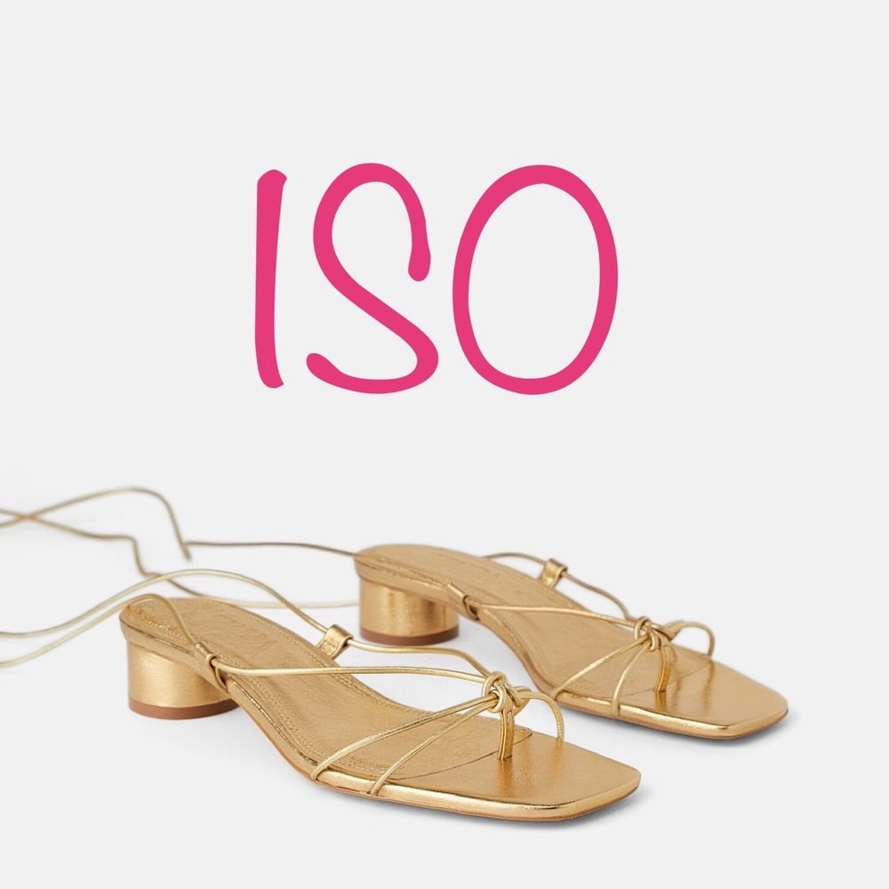 ISO Zara gold strappy sandals